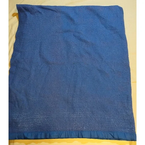 Vintage Blue Purple Acrylic Twin Blanket‎ Satin Trim 86x74 - Picture 4 of 10